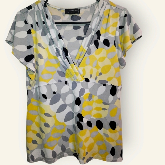 Josephine Petite Black/Yellow/White/Grey Blouse L - Picture 2 of 4